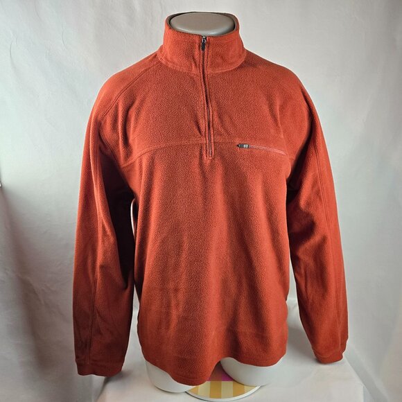LL Bean Fleece Mens XL Orange Quarter Zip Pullover Outdoors Hiking Gorpcore - Picture 1 of 9